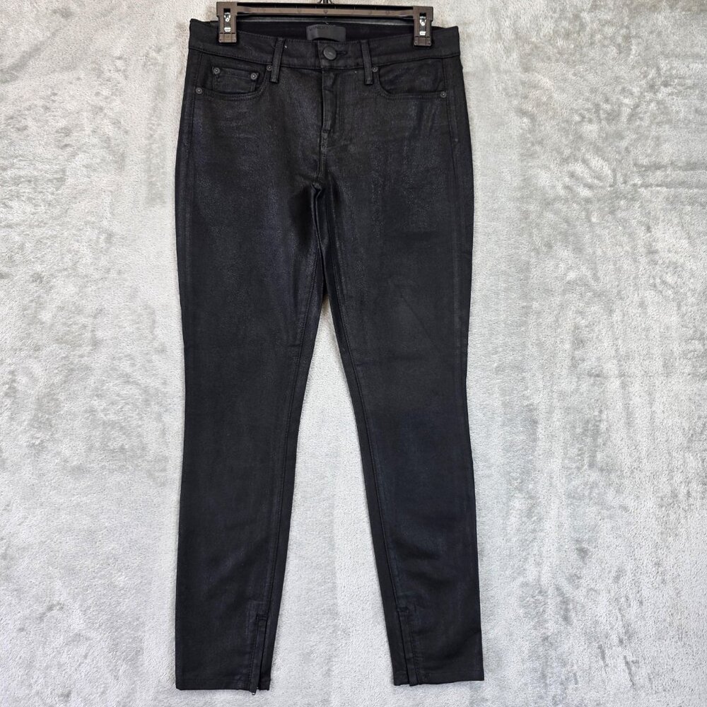 Vince Jeans Womens Size 25 Black Zip Leg Skinny Coated Stretch Denim USA